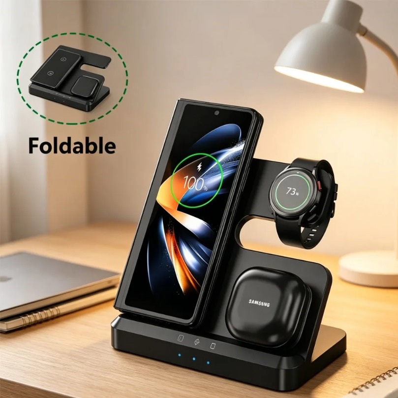 Wireless Charger 3 In 1 - サムスンS26 S25 S24 Z Fold/Flip 7