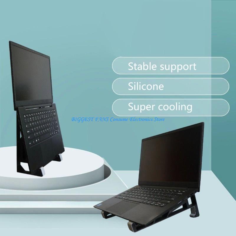 Laptop Stand Bamboo - 工具の取り付けを必要としない、横置きおよび縦置きセットアップ用の簡単な組み立てコンピューター スタンド