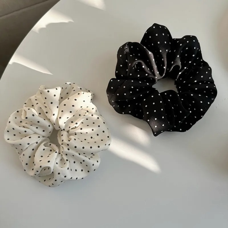 Tech Accessories For Women - 2 個のエレガントなミニマリストヘアシュシュ女性用シルクシミュレーションヘアネクタイウェーブポイント弾性ヘアループポニーテールアクセサリー