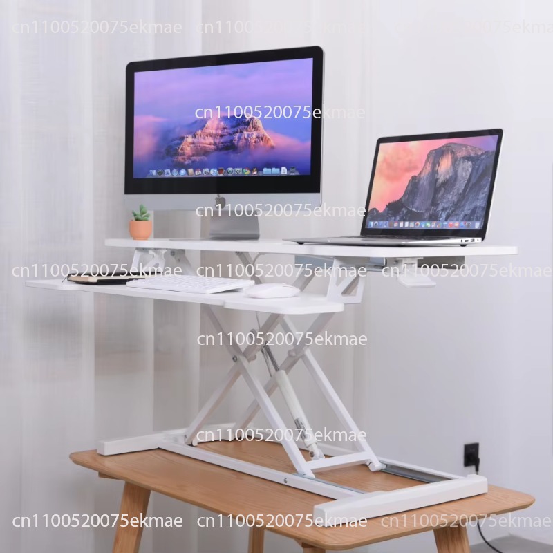 Laptop Stand Bamboo - 最高品質のオフィス折りたたみ式高さ調節可能なスタンディングデスク、人間工学に基づいた座り仕事用ワークステーションデスク、ノートパソコンデスク