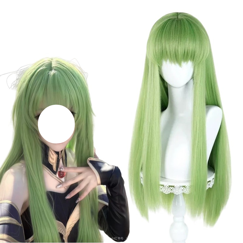 Tech Accessories For Women - アニメ CC コスプレグリーンウィッグロングヘア合成ウィッグロールプレイ小道具アクセサリー女性用テーマパーティー