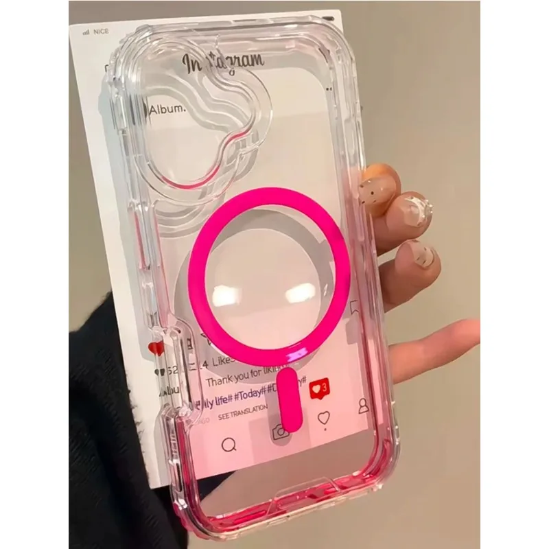 Wireless Charger 3 In 1 - iPhone 17/16/15/14/13/12 Pro Max対応、マグセーフ対応、耐衝撃、滑り止め、ワイヤレス充電対応の3in1グラデーションクリアケース