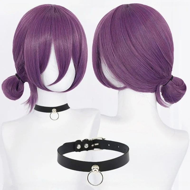 Tech Accessories For Women - アニメレゼコスプレウィッグ 45 センチメートル紫ウィッグチョーカー付きコスプレ衣装女性レゼウィッグ耐熱人工毛ウィッグ
