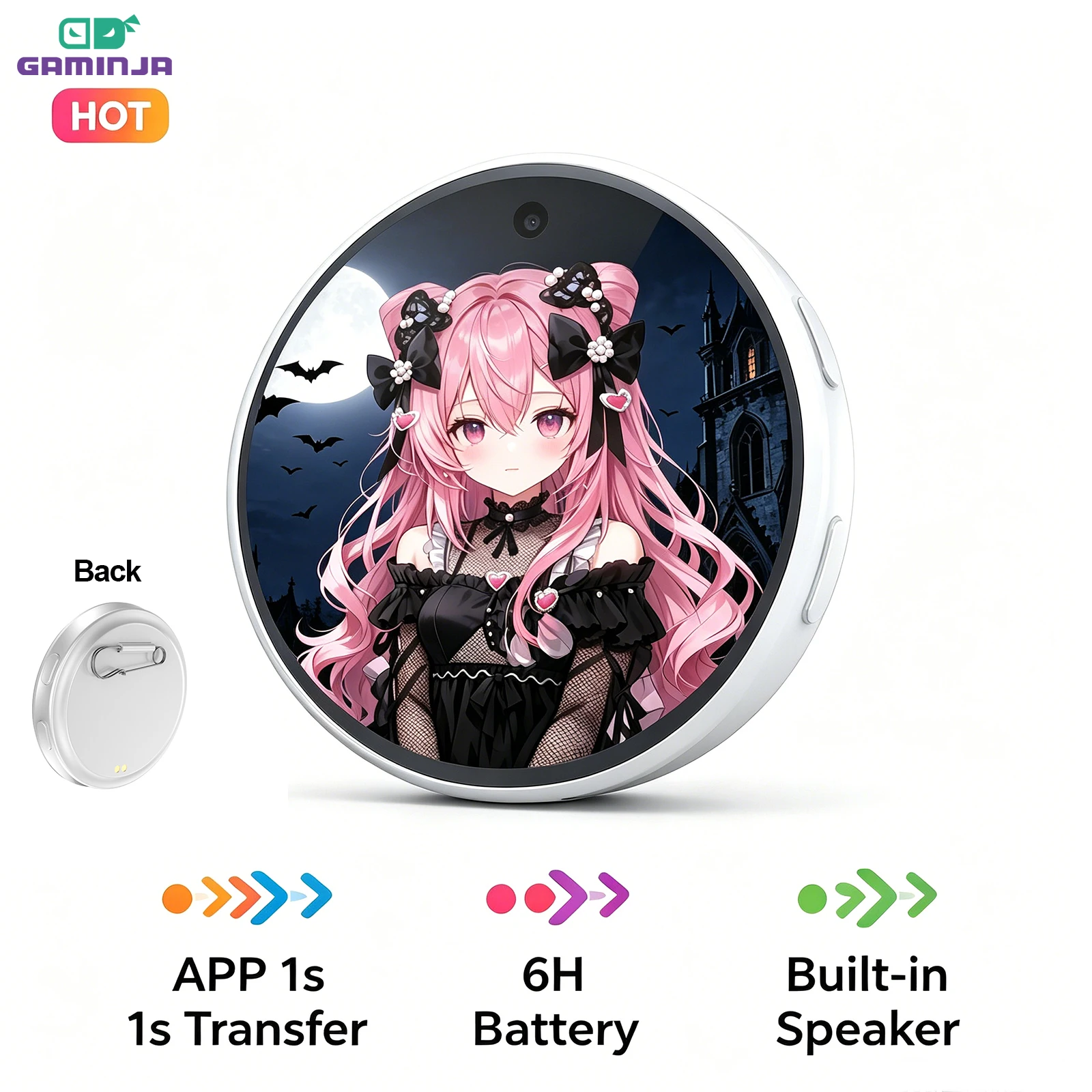 HDタッチスクリーンデジタルフォトブローチ、カスタマイズ可能 - Tech Accessories Photo のレビューと価格