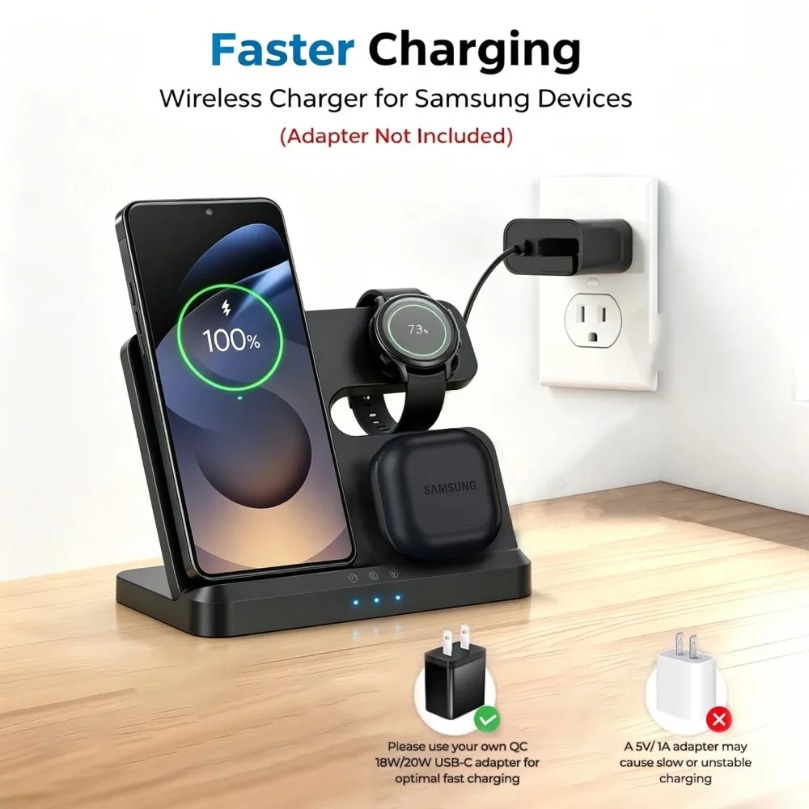 サムスンS26 S25 S24 Z Fold/Flip 7  - Wireless Charger 3 In 1 のレビューと価格