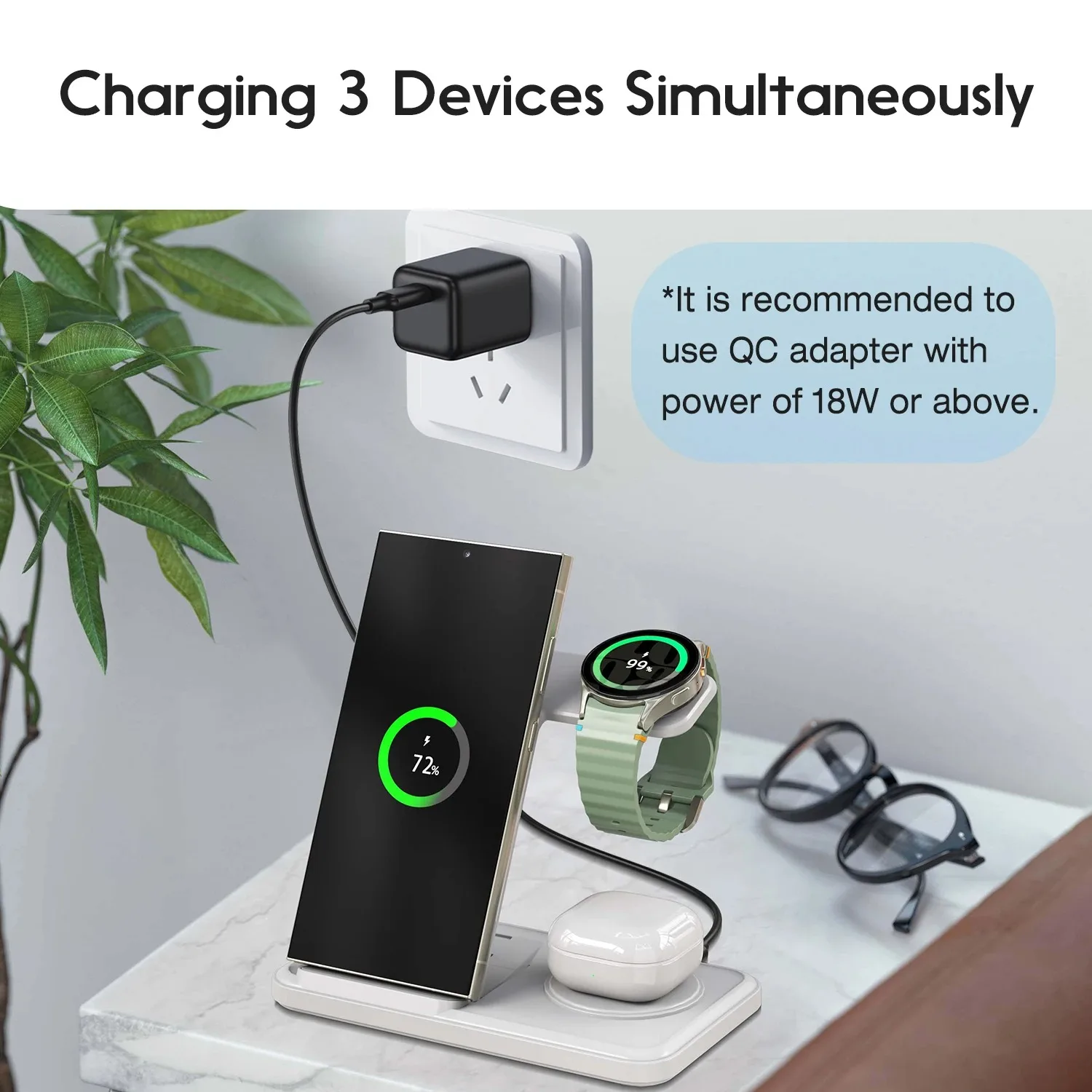 デスクトップ3-in-1ワイヤレス充電ステーション（Sams - Wireless Charger 3 In 1 のレビューと価格
