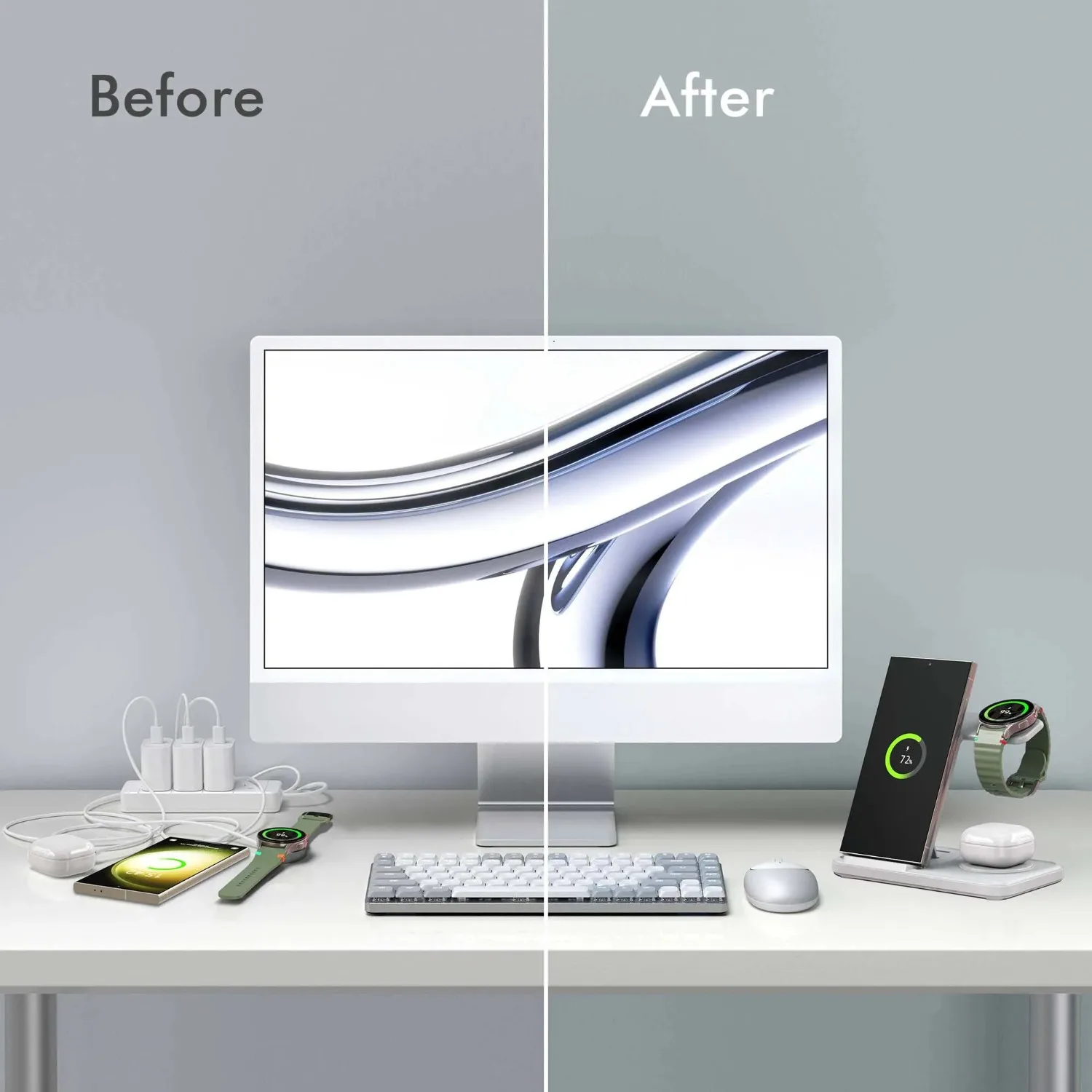 デスクトップ3-in-1ワイヤレス充電ステーション（Sams - Wireless Charger 3 In 1 のレビューと価格