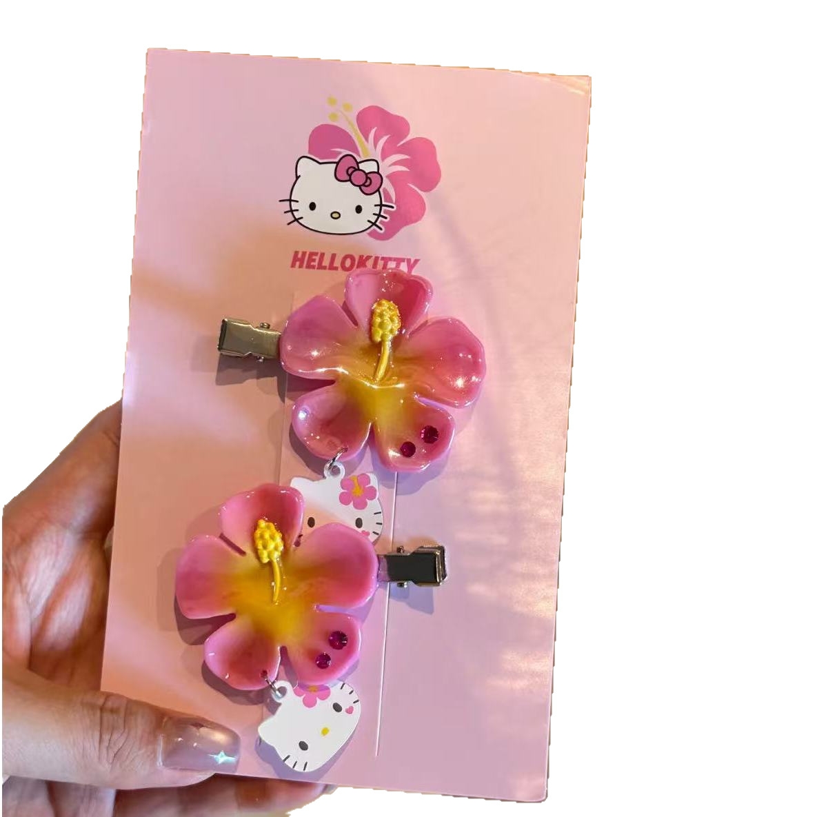 かわいいサンリオハローキティフラワーヘアクリップセットピンク - Tech Accessories For Women のレビューと価格