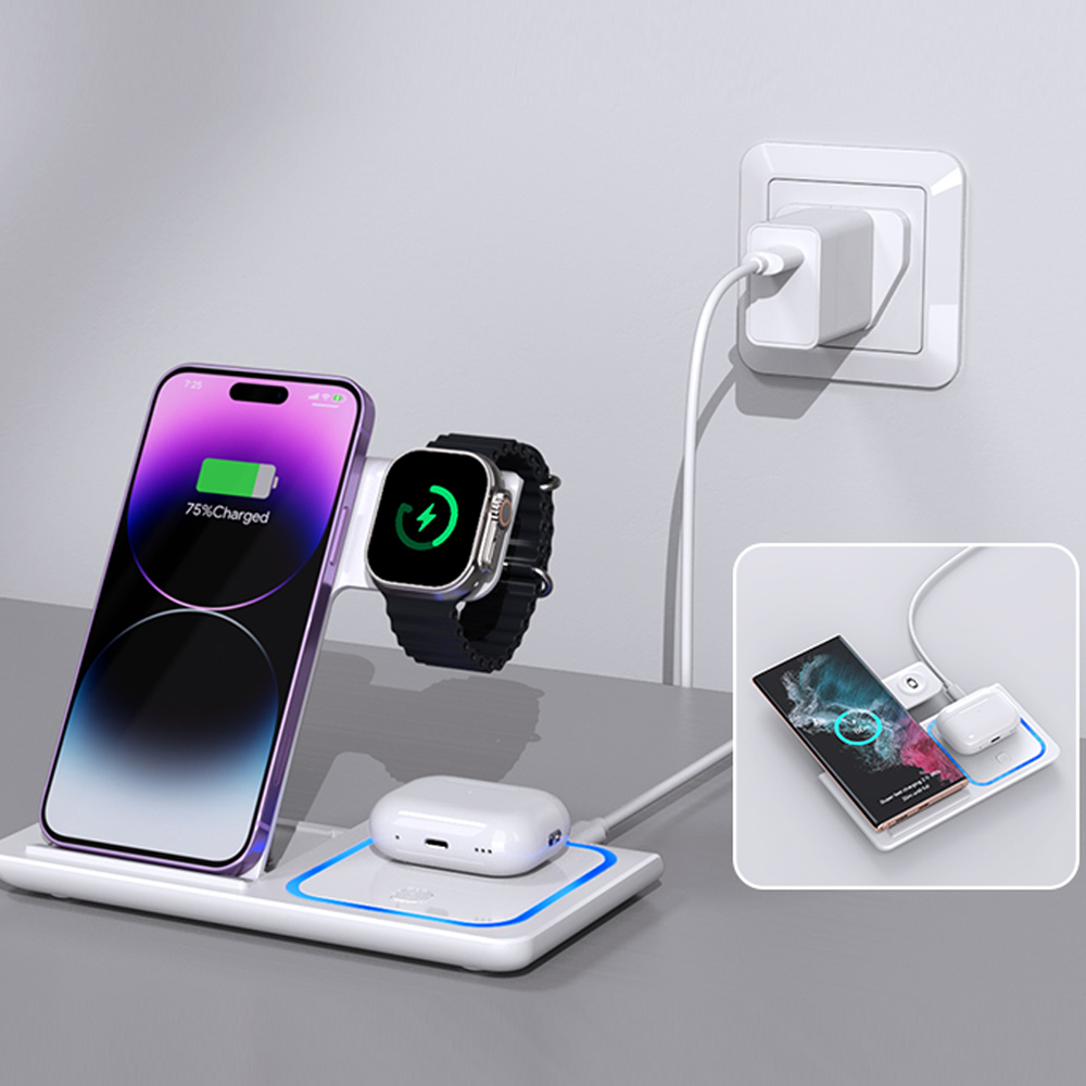 LED 3 in 1 ワイヤレス充電ステーション iPhon - Wireless Charger 3 In 1 のレビューと価格