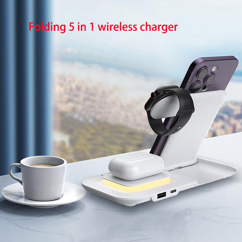 ホット3in1折りたたみ式ワイヤレス携帯電話充電ステーション - Wireless Charger 3 In 1 のレビューと価格