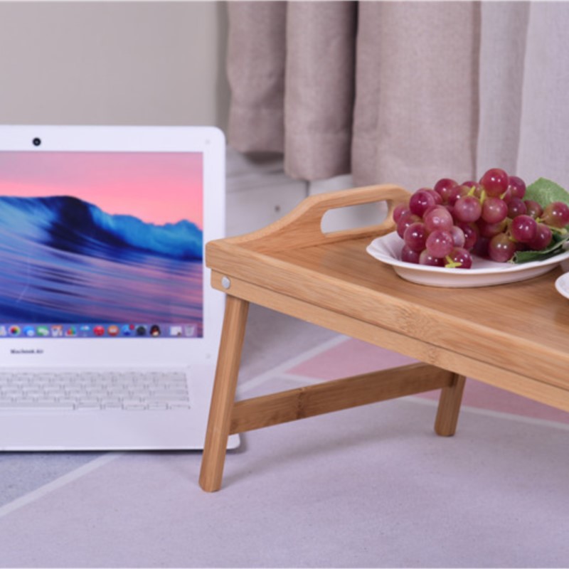 ポータブル竹製ベッドトレイ朝食テーブルコンピュータースタンド - Laptop Stand Bamboo のレビューと価格