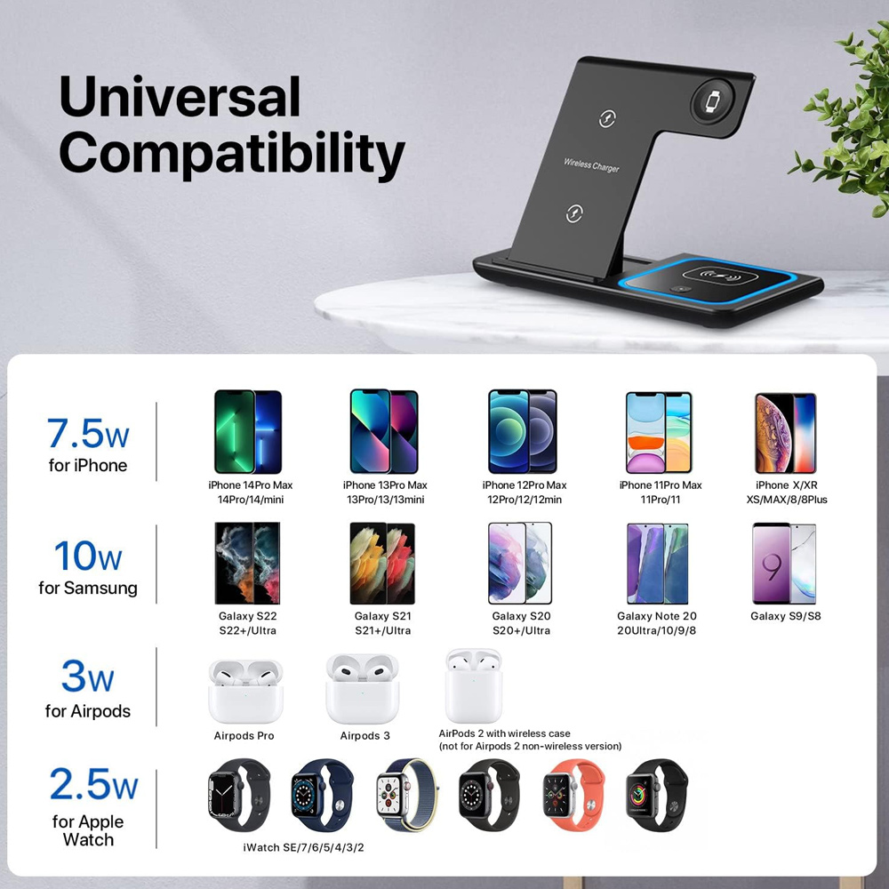 ワイヤレス充電器ホルダー スタンド 3 in 1 折りたたみ - Wireless Charger 3 In 1 のレビューと価格