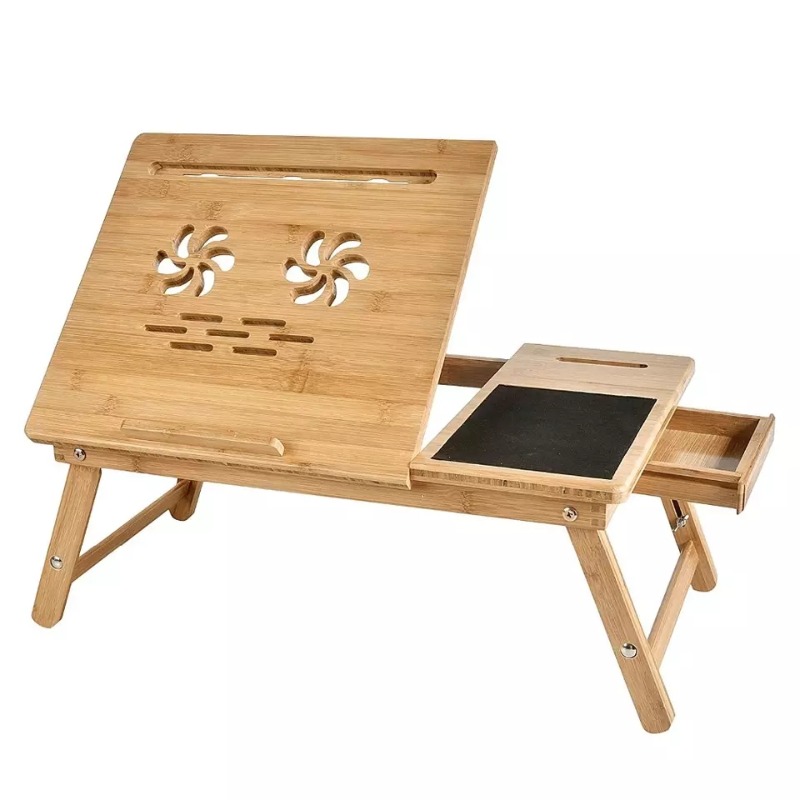 竹製調節可能パソコンデスク折りたたみ式ラップトップスタンドサ - Laptop Stand Bamboo のレビューと価格