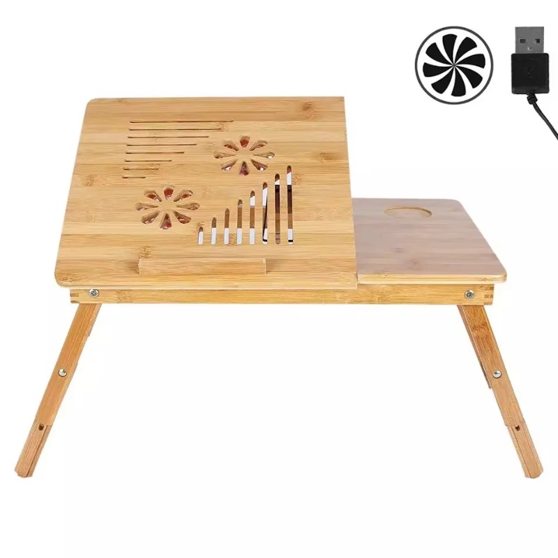 竹製調節可能パソコンデスク折りたたみ式ラップトップスタンドサ - Laptop Stand Bamboo のレビューと価格