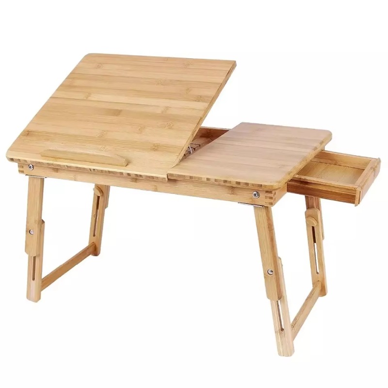 竹製調節可能パソコンデスク折りたたみ式ラップトップスタンドサ - Laptop Stand Bamboo のレビューと価格