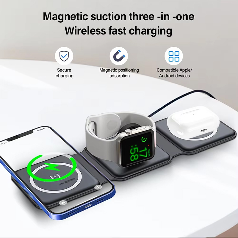 ユニバーサルQi2磁気折りたたみ式充電ステーション、iPho - Wireless Charger 3 In 1 のレビューと価格