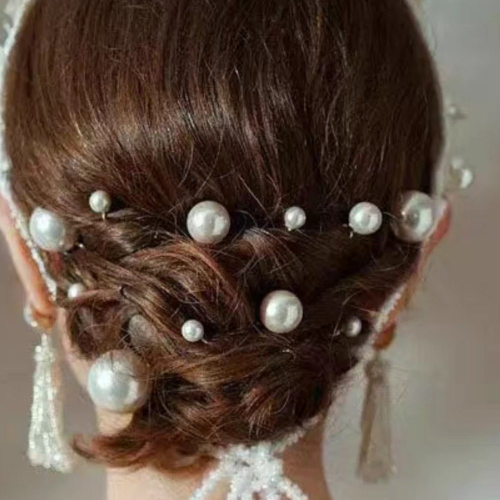 パールクリスタルヘアピンコームセットブライダルウェディングヘ - Tech Accessories For Women のレビューと価格