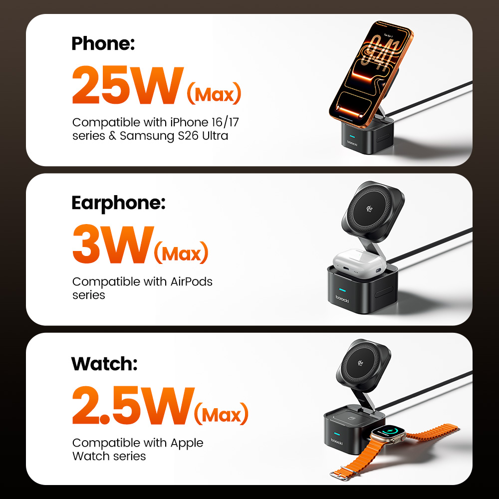 Toocki QI2.2 25W ワイヤレス充電器 iPho - Wireless Charger 3 In 1 のレビューと価格