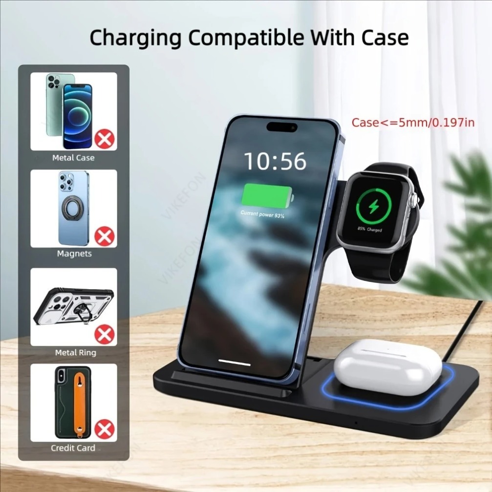 折りたたみ式3in1ワイヤレス充電ステーション iPhone - Wireless Charger 3 In 1 のレビューと価格