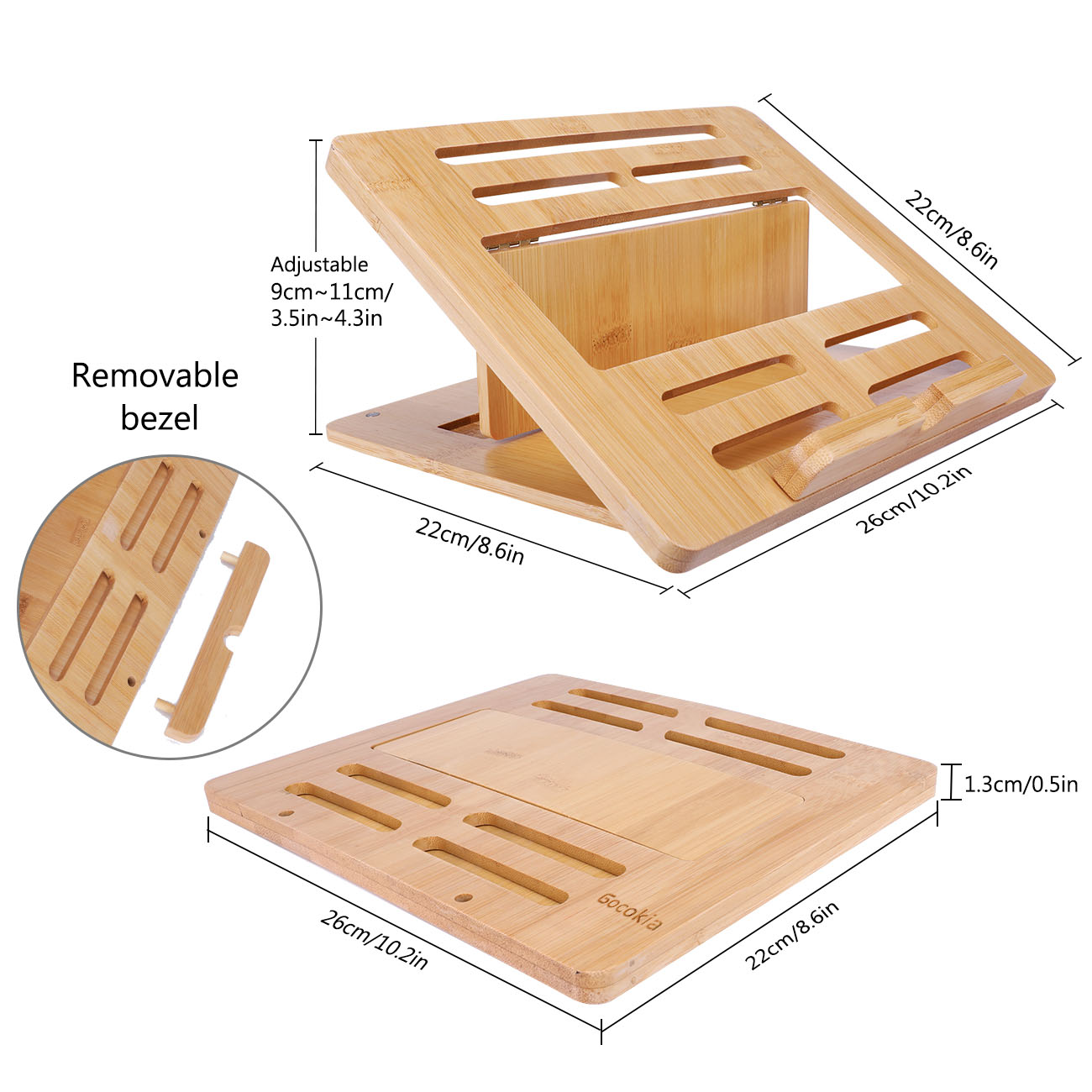 竹ノートブックスタンド,4つの角度で調整可能,ノートブックス - Laptop Stand Bamboo のレビューと価格