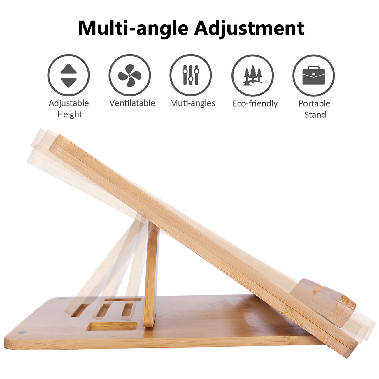 竹ノートブックスタンド,4つの角度で調整可能,ノートブックス - Laptop Stand Bamboo のレビューと価格