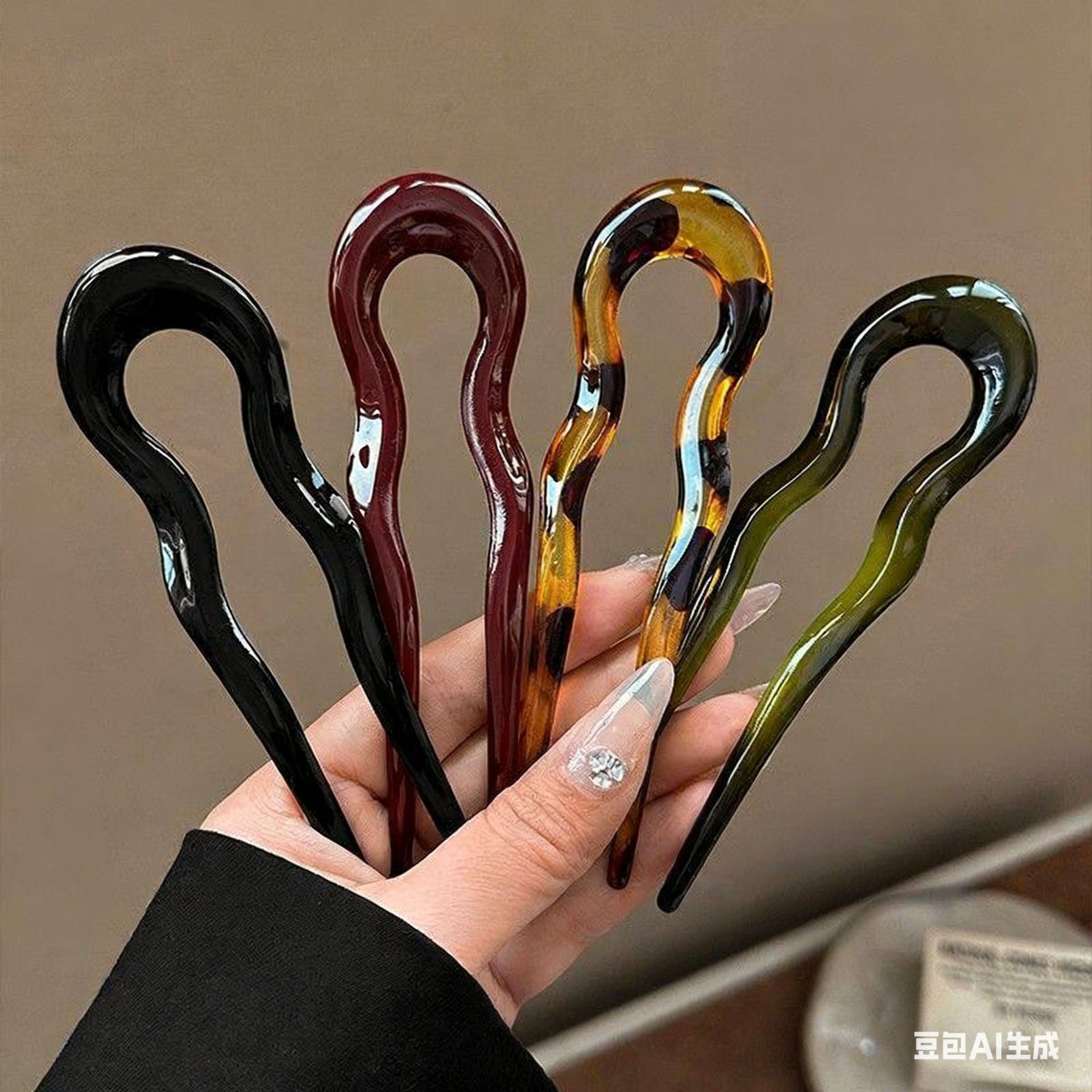 女性用のエレガントなアクリル製U字型ヘアピン、後頭部用ヘアピ - Tech Accessories For Women のレビューと価格