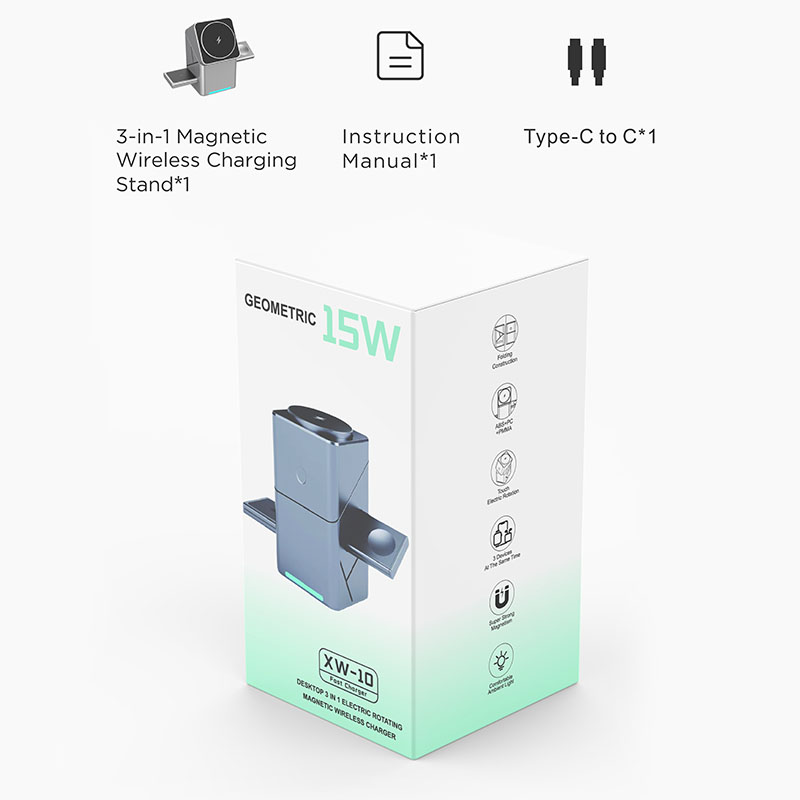 15Wタッチ回転式磁気多機能3in1ワイヤレス充電器 iPh - Wireless Charger 3 In 1 のレビューと価格