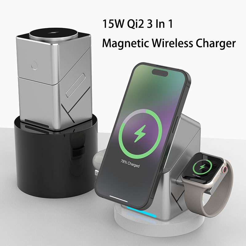 15Wタッチ回転式磁気多機能3in1ワイヤレス充電器 iPh - Wireless Charger 3 In 1 のレビューと価格