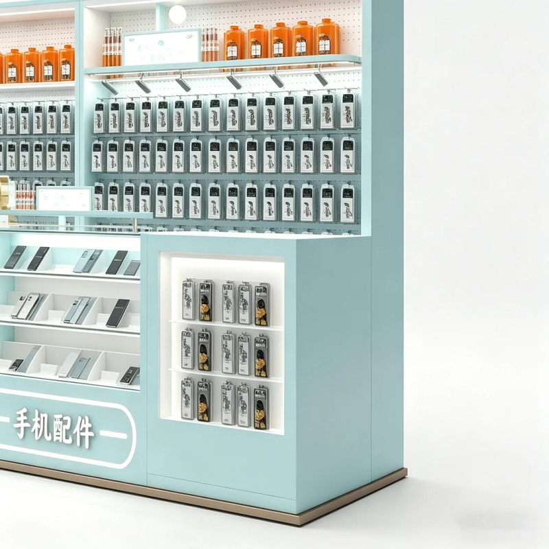 カスタムライトブルー携帯電話アクセサリーキオスク |   モ - Tech Accessories Kiosk のレビューと価格