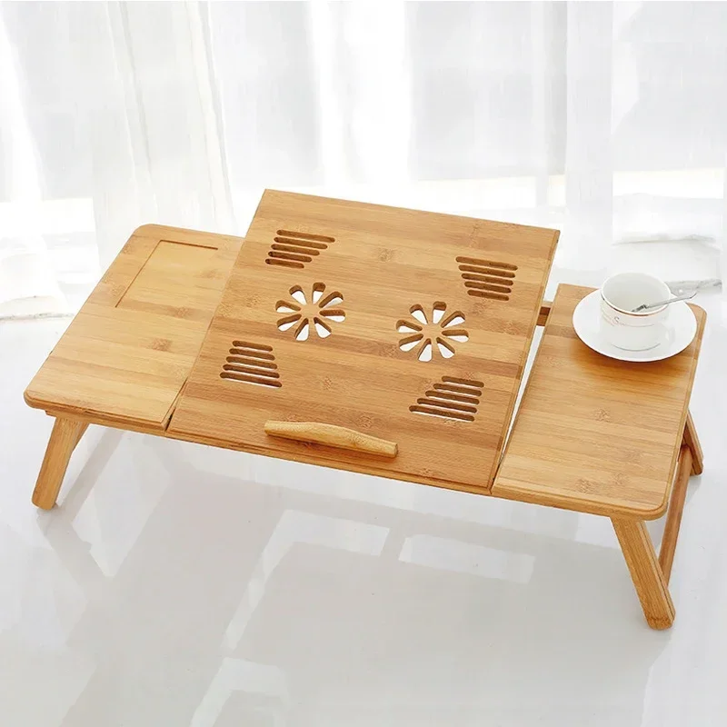 調節可能な竹製ラップトップデスク/スタンド（ファン付き） – - Laptop Stand Bamboo のレビューと価格