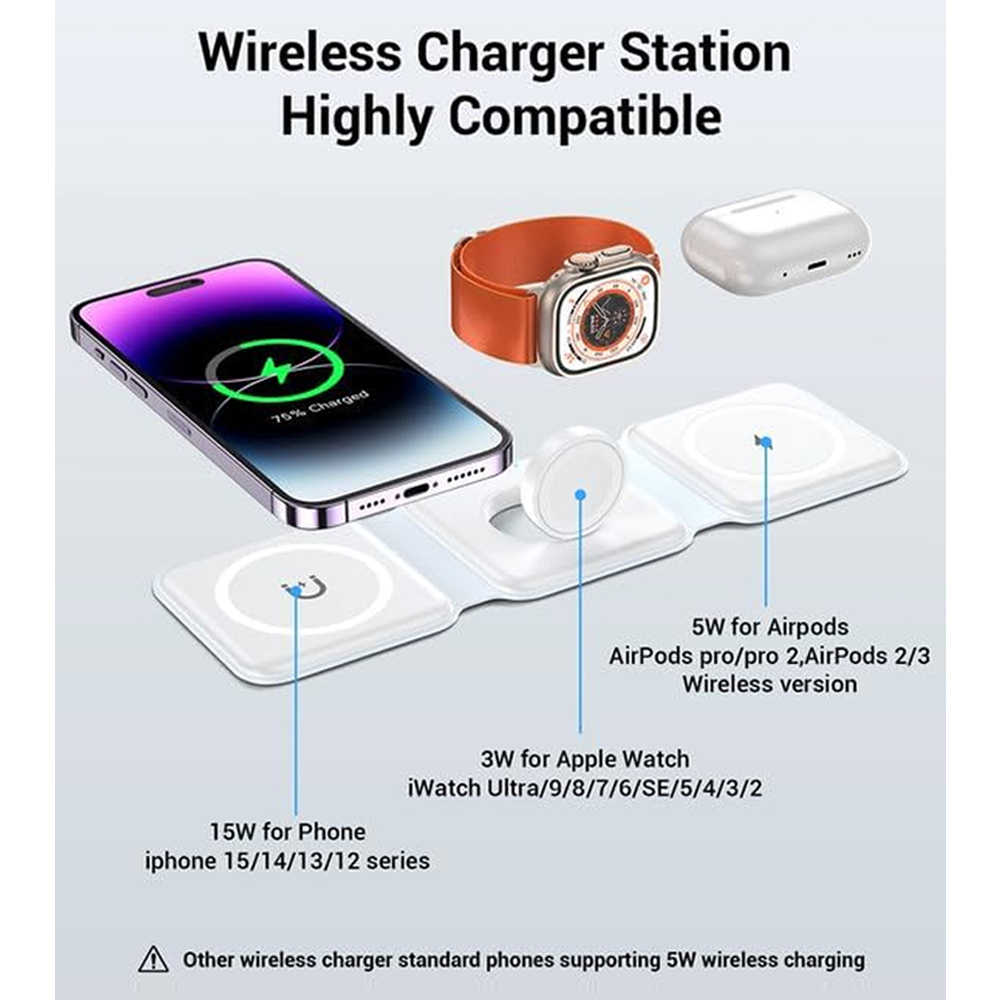 3in1ワイヤレス充電ステーション 磁気急速充電 18W 折 - Wireless Charger 3 In 1 のレビューと価格